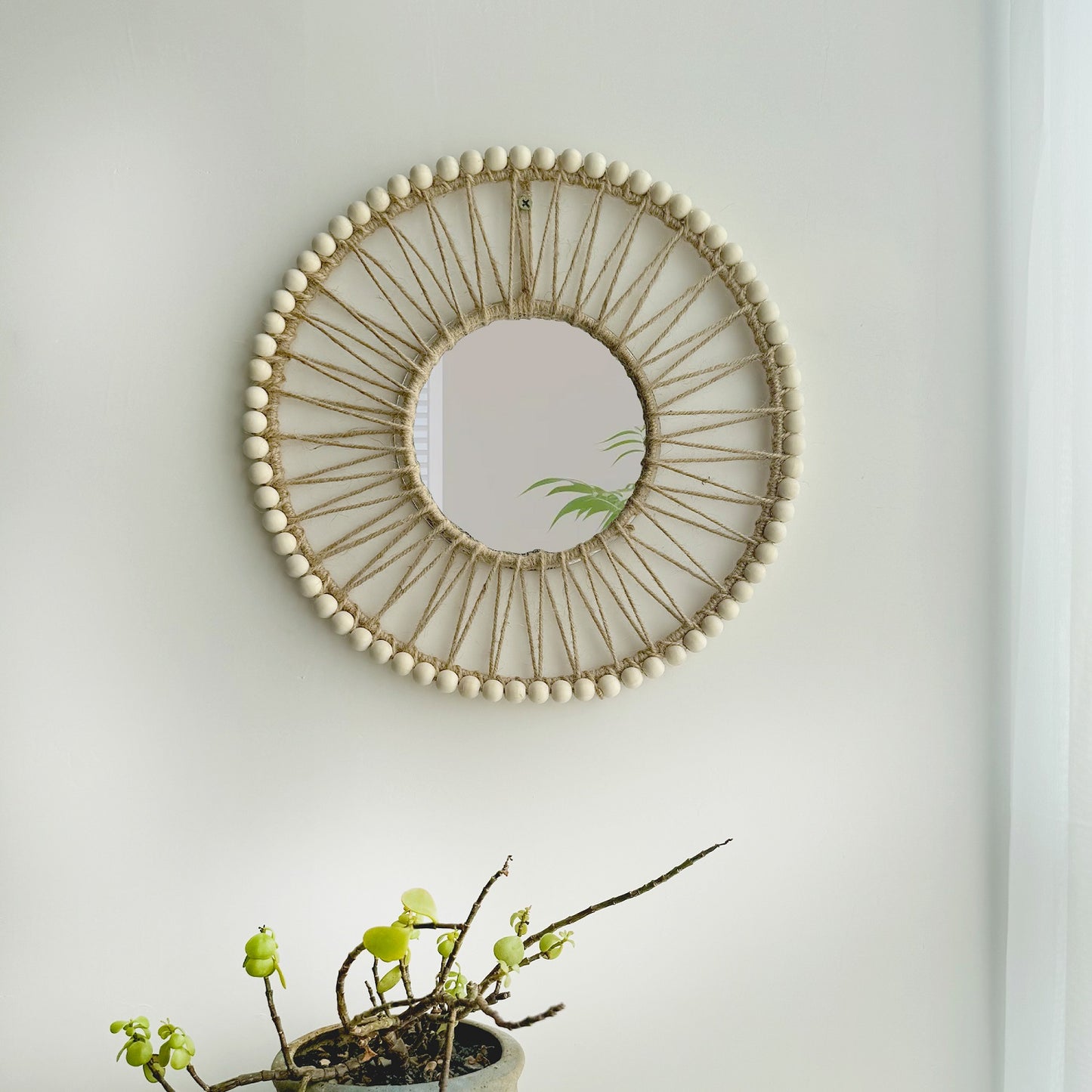 Hand-woven Nordic decorative hanging mirror