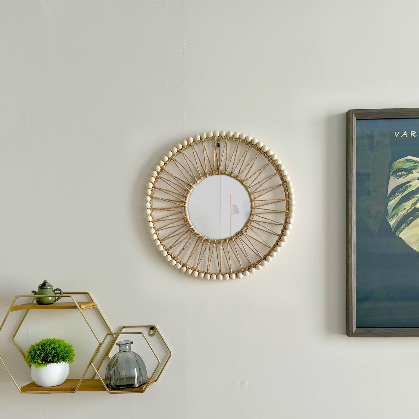Hand-woven Nordic decorative hanging mirror