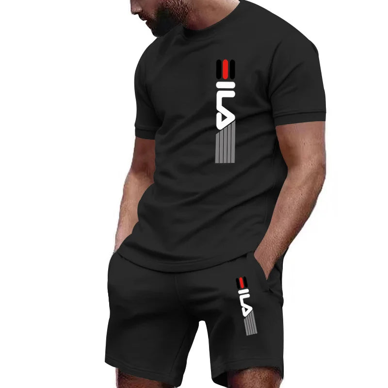short-sleeved T-shirt + casual jogging shorts